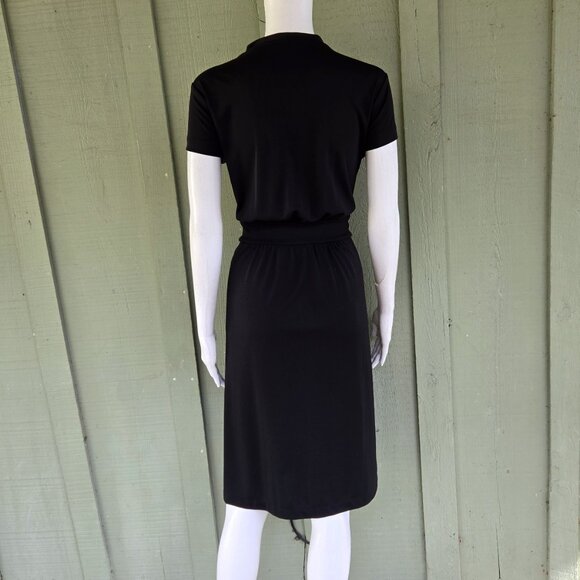 New ANN TAYLOR Factory Black Slinky Faux Wrap Dress 12 - Picture 4 of 5